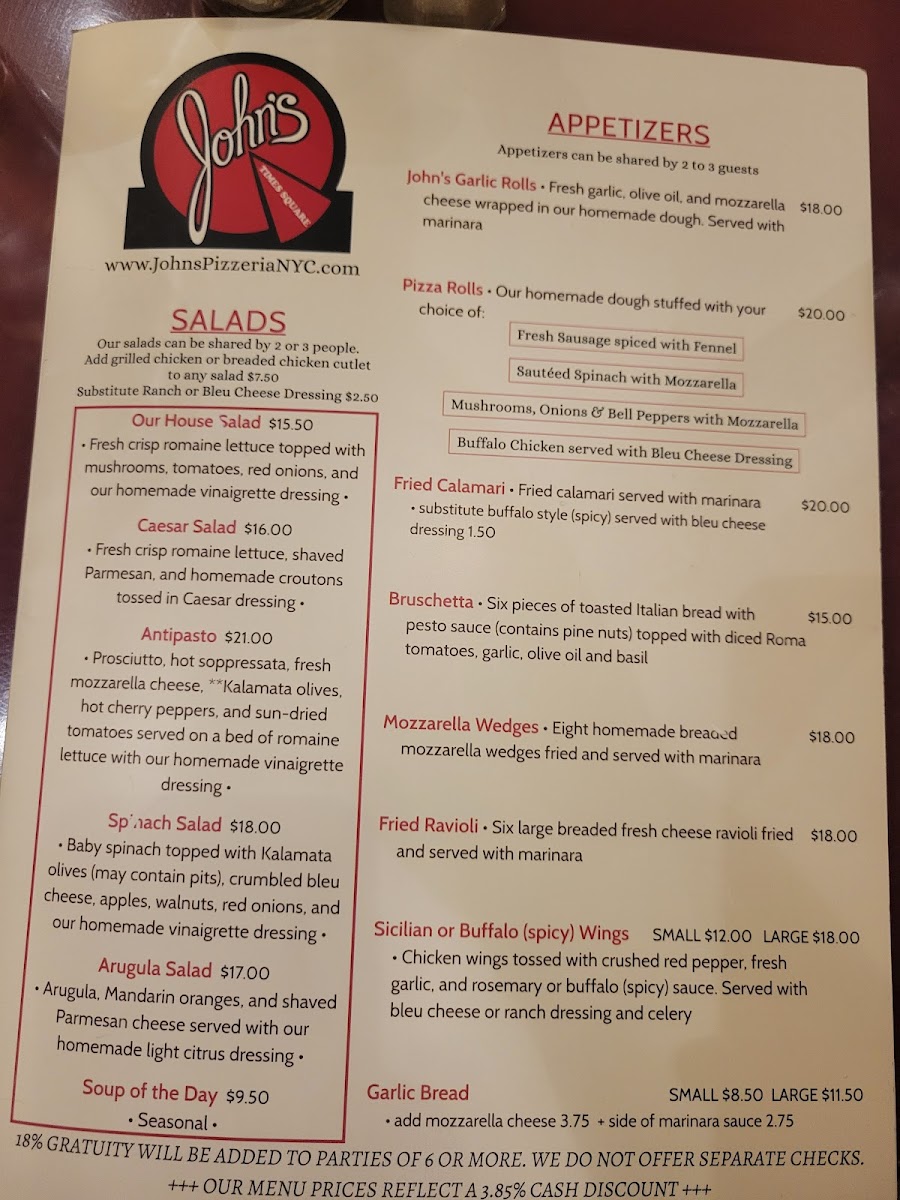 John's Pizzeria of Times Square Menu - Image 6